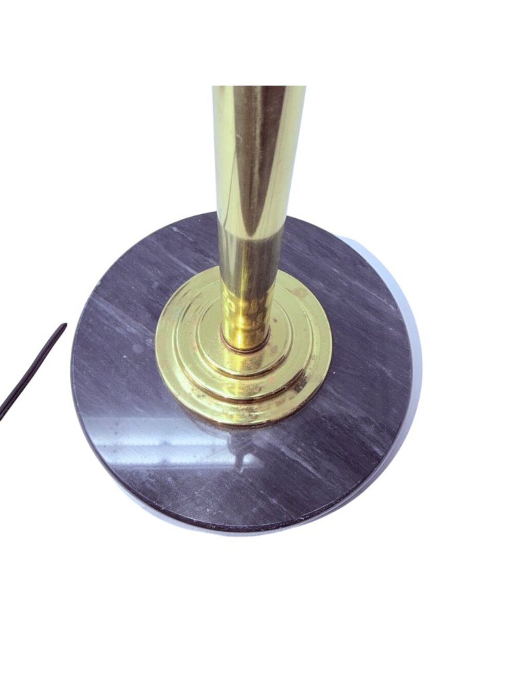 Vintage Brass Desk Lamp with Black Metal Shade and Heavy Round Marble Base - Picture 9 of 14